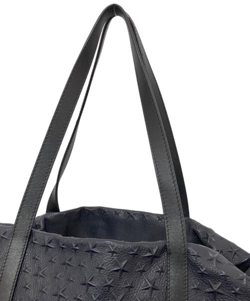 JIMMY CHOO（ジミーチュウ）JIMMY CHOO (ジミーチュウ) PIMLICO スターエンボス スモールトートバッグ　レザーバッグ ネイビーの古着・服飾アイテム