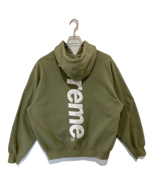 SUPREME（シュプリーム）SUPREME (シュプリーム) 23FW Satin Applique Hooded Sweatshirt（サテンアップリケ フーデッドスウェットシャツ）/ パーカー グリーン サイズ:Mの古着・服飾アイテム