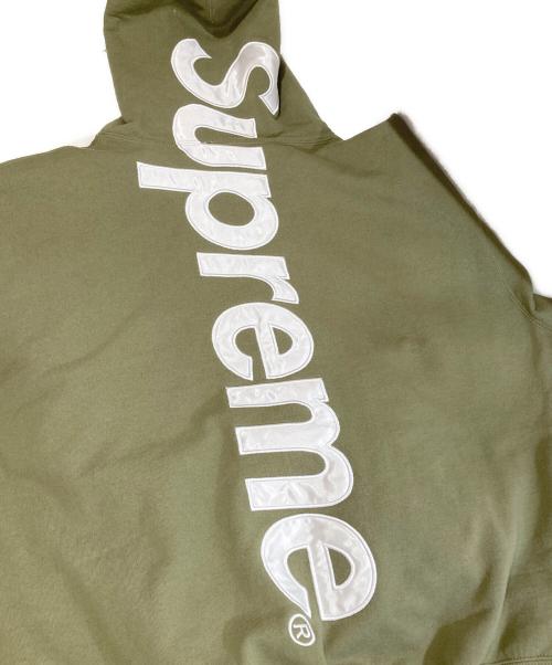 SUPREME（シュプリーム）SUPREME (シュプリーム) 23FW Satin Applique Hooded Sweatshirt（サテンアップリケ フーデッドスウェットシャツ）/ パーカー グリーン サイズ:Mの古着・服飾アイテム