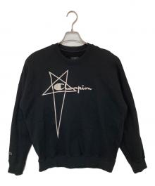 RICK OWENS×Champion（リックオウエンス×チャンピオン）の古着「エンブロイダリーロゴスウェット　コラボトレーナー　12-1-22134」｜ブラック