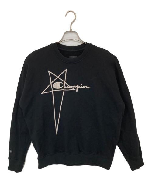 RICK OWENS（リックオウエンス）RICK OWENS (リックオウエンス) Champion (チャンピオン) エンブロイダリーロゴスウェット　コラボトレーナー　12-1-22134 ブラック サイズ:Mの古着・服飾アイテム