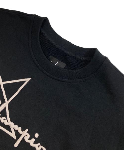 RICK OWENS（リックオウエンス）RICK OWENS (リックオウエンス) Champion (チャンピオン) エンブロイダリーロゴスウェット　コラボトレーナー　12-1-22134 ブラック サイズ:Mの古着・服飾アイテム