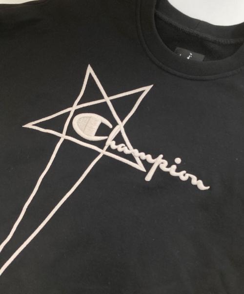 RICK OWENS（リックオウエンス）RICK OWENS (リックオウエンス) Champion (チャンピオン) エンブロイダリーロゴスウェット　コラボトレーナー　12-1-22134 ブラック サイズ:Mの古着・服飾アイテム