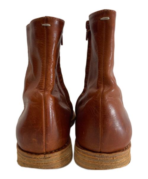 Maison Martin Margiela（メゾンマルタンマルジェラ）Maison Martin Margiela (メゾンマルタンマルジェラ) レザー サイドジップショートブーツ ブラウン サイズ:42の古着・服飾アイテム