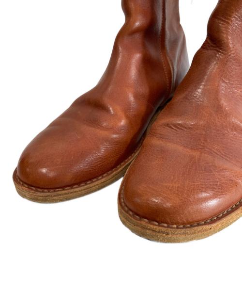 Maison Martin Margiela（メゾンマルタンマルジェラ）Maison Martin Margiela (メゾンマルタンマルジェラ) レザー サイドジップショートブーツ ブラウン サイズ:42の古着・服飾アイテム