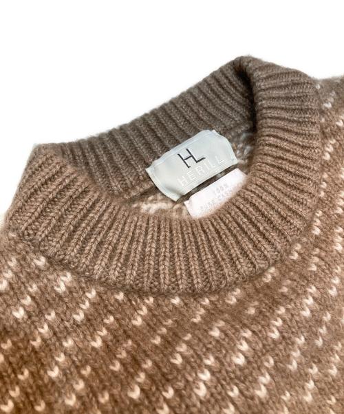 HERILL（ヘリル）HERILL (ヘリル) Cashmere Norweigjan Sweater　カシミヤ100％バーズアイニット　21-080-HL-8200-3 ブラウン サイズ:2の古着・服飾アイテム