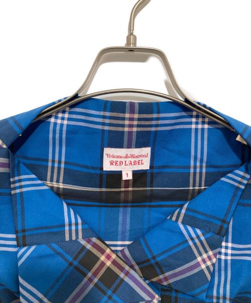Vivienne Westwood RED LABEL（ヴィヴィアンウエストウッドレッドレーベル）Vivienne Westwood RED LABEL (ヴィヴィアンウエストウッドレッドレーベル) 半袖チェックシャツワンピース　17-12-511002 ブルー サイズ:1の古着・服飾アイテム