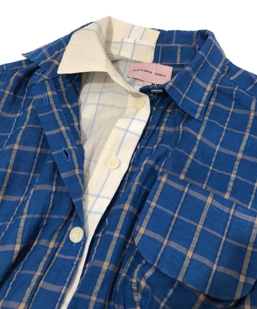 NATASHA ZINKO（ナターシャジンコ）NATASHA ZINKO (ナターシャジンコ) レイヤードデザインブラウスワンピース　ASYMMETRY LAYERED ONEPIECE ブルー サイズ:36の古着・服飾アイテム