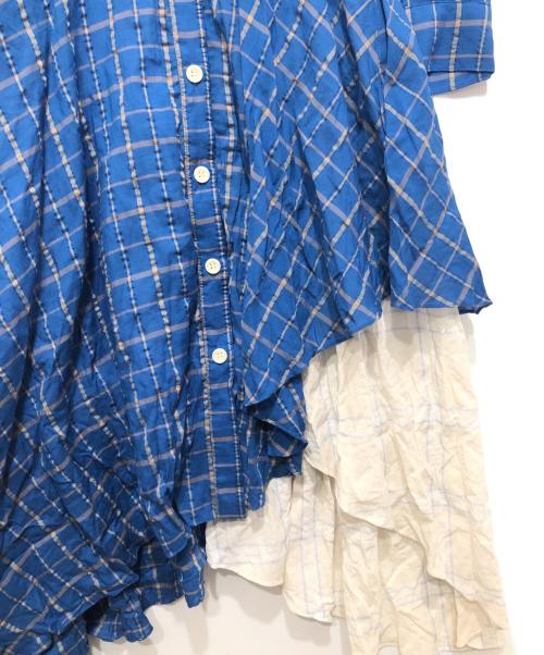 NATASHA ZINKO（ナターシャジンコ）NATASHA ZINKO (ナターシャジンコ) レイヤードデザインブラウスワンピース　ASYMMETRY LAYERED ONEPIECE ブルー サイズ:36の古着・服飾アイテム