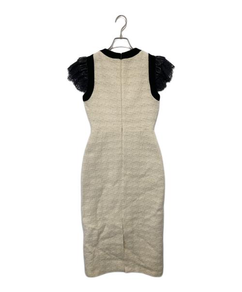 GUCCI（グッチ）GUCCI (グッチ) ZACKV袖フリルツイードワンピース 595331 ホワイト サイズ:36の古着・服飾アイテム