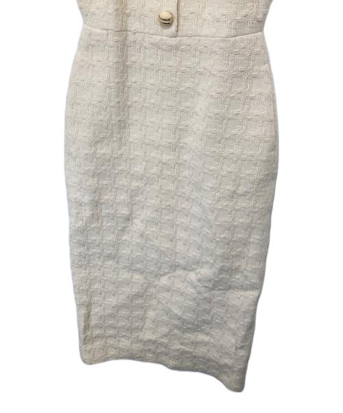 GUCCI（グッチ）GUCCI (グッチ) ZACKV袖フリルツイードワンピース 595331 ホワイト サイズ:36の古着・服飾アイテム