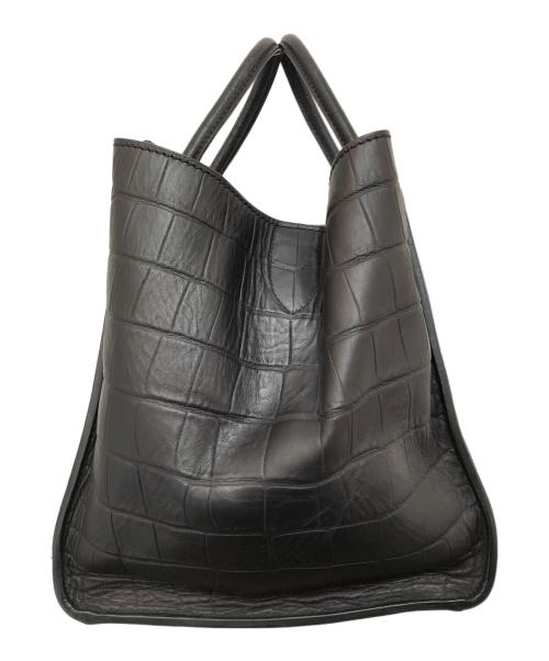 CELINE（セリーヌ）CELINE (セリーヌ) クロコ型押しハンドバッグ　レザーバッグ　ラゲージファントム　Leather tote bag ブラックの古着・服飾アイテム