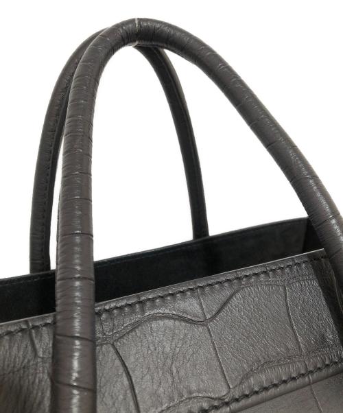 CELINE（セリーヌ）CELINE (セリーヌ) クロコ型押しハンドバッグ　レザーバッグ　ラゲージファントム　Leather tote bag ブラックの古着・服飾アイテム