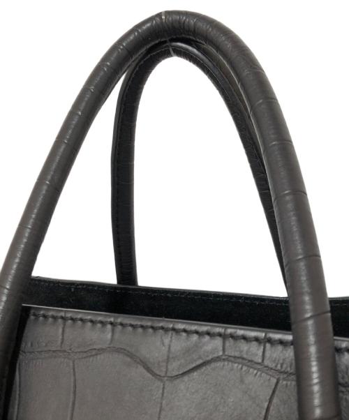 CELINE（セリーヌ）CELINE (セリーヌ) クロコ型押しハンドバッグ　レザーバッグ　ラゲージファントム　Leather tote bag ブラックの古着・服飾アイテム