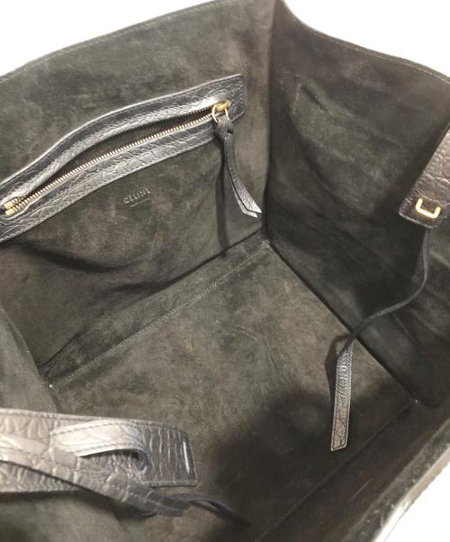 CELINE（セリーヌ）CELINE (セリーヌ) クロコ型押しハンドバッグ　レザーバッグ　ラゲージファントム　Leather tote bag ブラックの古着・服飾アイテム