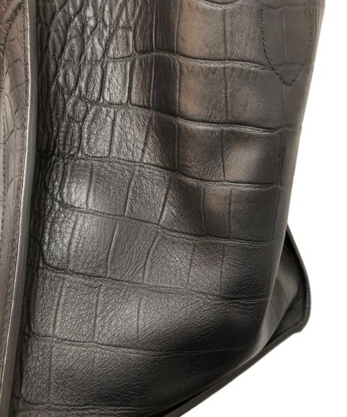 CELINE（セリーヌ）CELINE (セリーヌ) クロコ型押しハンドバッグ　レザーバッグ　ラゲージファントム　Leather tote bag ブラックの古着・服飾アイテム