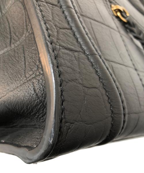 CELINE（セリーヌ）CELINE (セリーヌ) クロコ型押しハンドバッグ　レザーバッグ　ラゲージファントム　Leather tote bag ブラックの古着・服飾アイテム