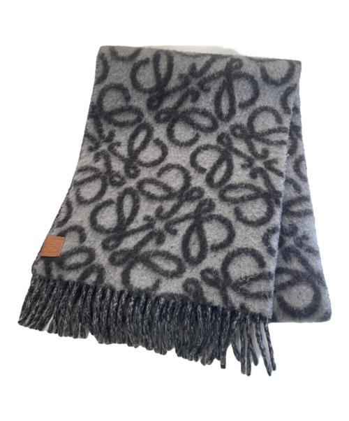 LOEWE（ロエベ）LOEWE (ロエベ) アナグラム リバ―シブルスカーフ　マフラー グレーの古着・服飾アイテム