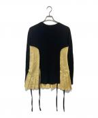 MARNIマルニ）の古着「pleated canvas and crepe blouse CAMA0354FQ」｜ブラック