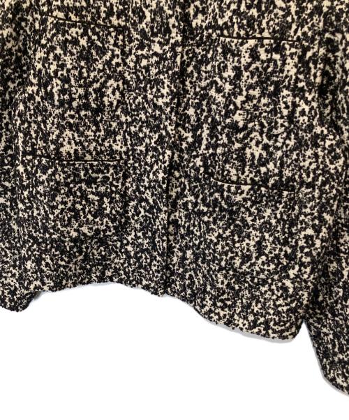 DRAWER（ドゥロワー）DRAWER (ドゥロワー) ジャカードノーカラージャケット　6522-299-0813 ホワイト×ブラック サイズ:38の古着・服飾アイテム