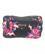 PRADA×UNIVERSAL STUDIOSプラダ×ユニバーサル・スタジオ）の古着「フランケンシュタイン　コラボ ナイロンウエストバッグ　2VL977」｜ブラック×ピンク
