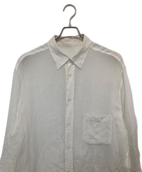 Yohji Yamamoto pour homme（ヨウジヤマモト プールオム）Yohji Yamamoto pour homme CELLULOSE LOAN BACK PANELED SLIT BLOUSE(セルロースローン バックパネルド スリットブラウス) 25SS HP-B69-234 ホワイト サイズ:2の古着・服飾アイテム