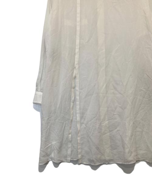 Yohji Yamamoto pour homme（ヨウジヤマモト プールオム）Yohji Yamamoto pour homme CELLULOSE LOAN BACK PANELED SLIT BLOUSE(セルロースローン バックパネルド スリットブラウス) 25SS HP-B69-234 ホワイト サイズ:2の古着・服飾アイテム