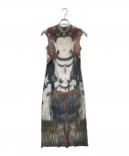 VIVIENNE TAMヴィヴィアンタム）の古着「仏陀柄 パワーネットロングワンピース / 00年 Y2K」｜グリーン