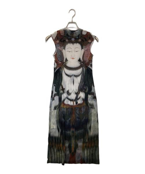 VIVIENNE TAM（ヴィヴィアンタム）VIVIENNE TAM (ヴィヴィアンタム) 仏陀柄 パワーネットロングワンピース / 00年 Y2K グリーンの古着・服飾アイテム