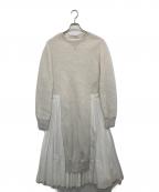 sacaiサカイ）の古着「ドッキングプリーツシャツワンピース 21-05719」｜アイボリー