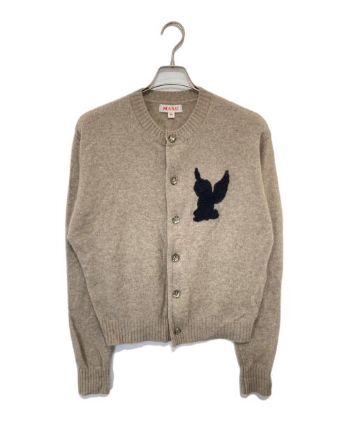 masu（エムエーエスユー）masu (エムエーエスユー) 24AW ANGEL EMBROIDERED CARDIGAN（エンジェルエンブロイダリーカーディガン）　MPFW-KN0124 ブラウン サイズ:46の古着・服飾アイテム