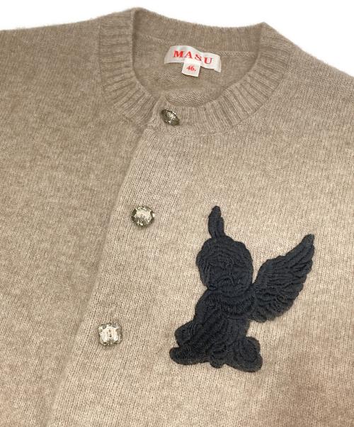 masu（エムエーエスユー）masu (エムエーエスユー) 24AW ANGEL EMBROIDERED CARDIGAN（エンジェルエンブロイダリーカーディガン）　MPFW-KN0124 ブラウン サイズ:46の古着・服飾アイテム