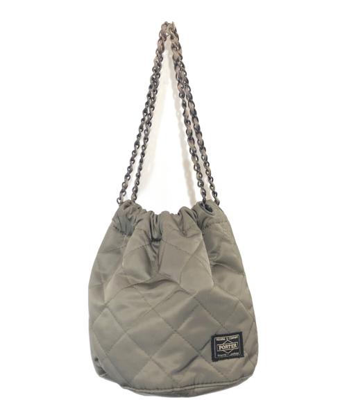 PORTER（ポーター）PORTER (ポーター) NEXUSVII (ネクサスセブン) キルティング チェーン巾着バッグ カーキの古着・服飾アイテム