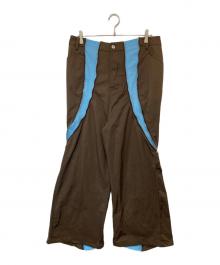 FFFPOSTALSERVICE（トリプルエフポスタルサービス）の古着「ジップデザインワイドパンツ」｜ブラウン