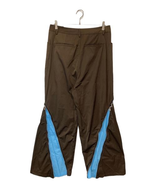 FFFPOSTALSERVICE（トリプルエフポスタルサービス）FFFPOSTALSERVICE (トリプルエフポスタルサービス) ジップデザインワイドパンツ ブラウン サイズ:Sの古着・服飾アイテム