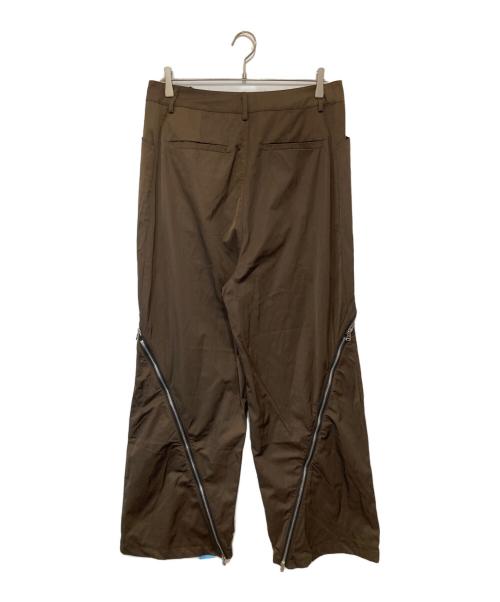 FFFPOSTALSERVICE（トリプルエフポスタルサービス）FFFPOSTALSERVICE (トリプルエフポスタルサービス) ジップデザインワイドパンツ ブラウン サイズ:Sの古着・服飾アイテム