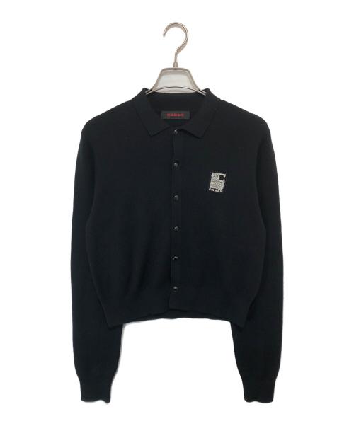 CABAN（キャバン）CABAN (キャバン) コットンカシミヤ パールロゴポロカーディガン　39-02-44-02001 ブラック サイズ:Fの古着・服飾アイテム