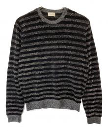 Saint Laurent Paris（サンローランパリ）の古着「ラメボーダーニット　590365」｜ブラック