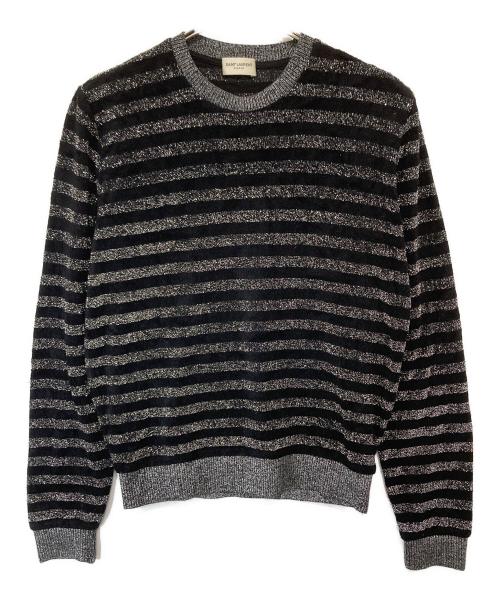 Saint Laurent Paris（サンローランパリ）Saint Laurent Paris (サンローランパリ) ラメボーダーニット　590365 ブラック サイズ:XSの古着・服飾アイテム