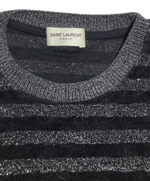 Saint Laurent Paris（サンローランパリ）Saint Laurent Paris (サンローランパリ) ラメボーダーニット　590365 ブラック サイズ:XSの古着・服飾アイテム
