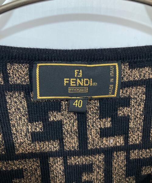 FENDI（フェンディ）FENDI (フェンディ) オールドズッカ柄クルーネックニット　9164 ブラウン サイズ:40の古着・服飾アイテム
