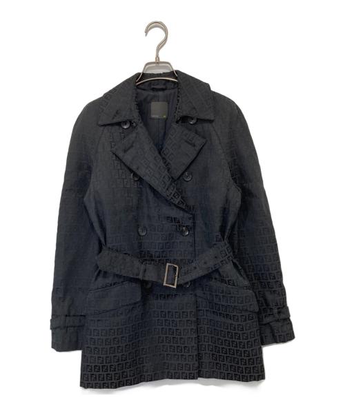 FENDI（フェンディ）FENDI (フェンディ) ズッカ柄トレンチコート ブラック サイズ:40の古着・服飾アイテム