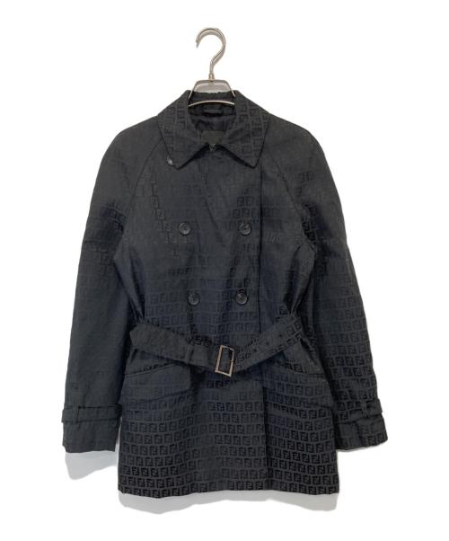 FENDI（フェンディ）FENDI (フェンディ) ズッカ柄トレンチコート ブラック サイズ:40の古着・服飾アイテム