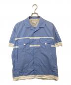 WHITE MOUNTAINEERINGホワイトマウンテ二アニング）の古着「LAYERED TAPED SHIRT(レイヤードテープシャツ) WM2171111 / オープンカラーシャツ」｜ブルー