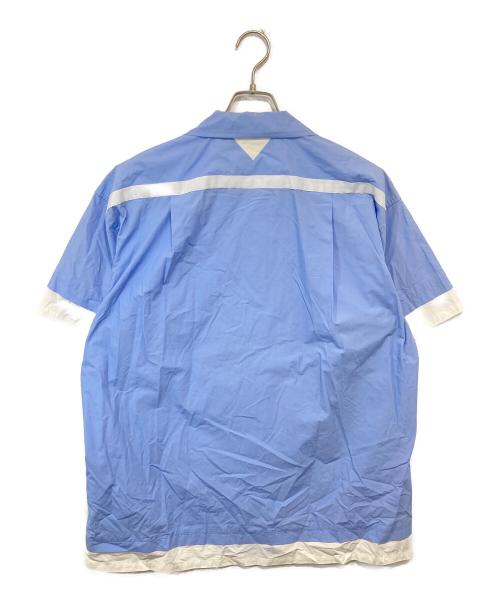 WHITE MOUNTAINEERING（ホワイトマウンテ二アニング）WHITE MOUNTAINEERING (ホワイトマウンテ二アニング) LAYERED TAPED SHIRT(レイヤードテープシャツ) WM2171111 / オープンカラーシャツ ブルー サイズ:０の古着・服飾アイテム
