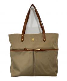 LAUREN RALPH LAUREN（ローレンラルフローレン）の古着「レザーコンビトートバッグ」｜ベージュ
