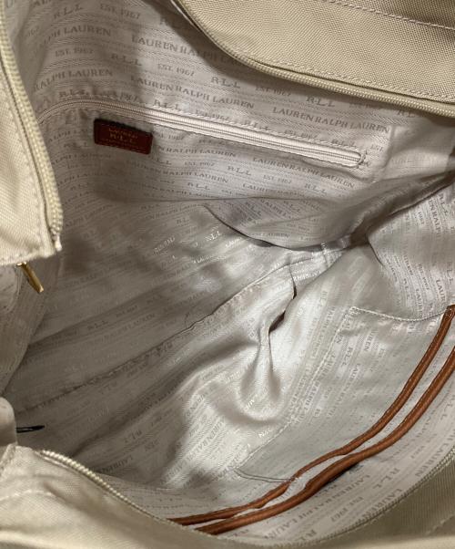 LAUREN RALPH LAUREN（ローレンラルフローレン）LAUREN RALPH LAUREN (ローレンラルフローレン) レザーコンビトートバッグ ベージュの古着・服飾アイテム