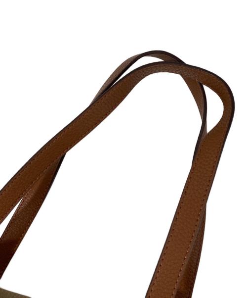 LAUREN RALPH LAUREN（ローレンラルフローレン）LAUREN RALPH LAUREN (ローレンラルフローレン) レザーコンビトートバッグ ベージュの古着・服飾アイテム