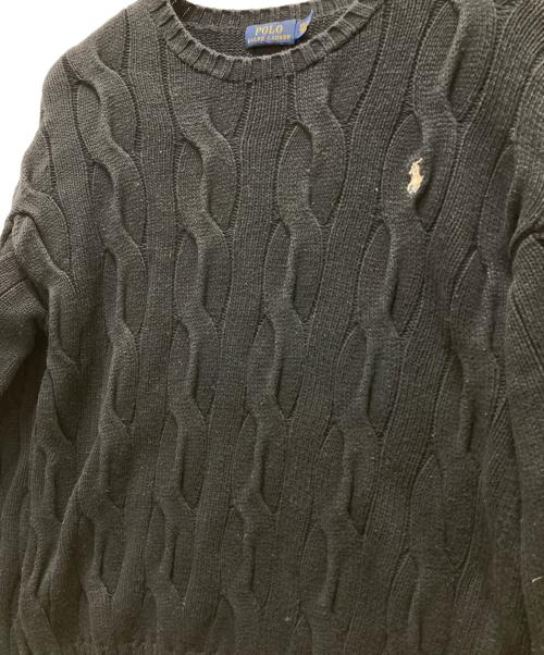 POLO RALPH LAUREN（ポロ・ラルフローレン）POLO RALPH LAUREN (ポロ・ラルフローレン) ケーブルニット ブラック サイズ:XSの古着・服飾アイテム