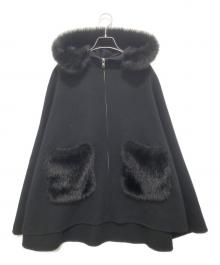 eimy istoire（エイミーイストワール）の古着「ファーポケットマントコート　1125600509」｜ブラック